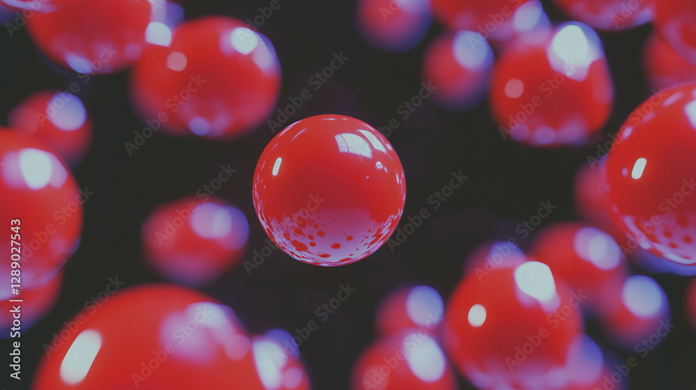 Aufkleber Dynamic background of falling red tomatoes on dark abstract backdrop for design and decoration