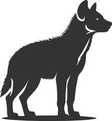 A hyena standing still, ears twitching vector animal silhouette