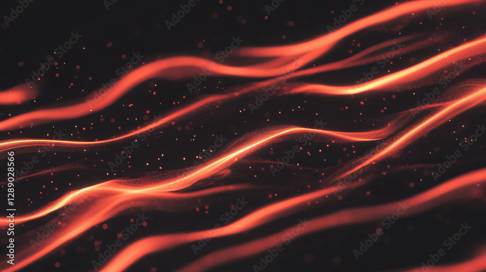 Poster dynamic light trails of fire sparks against a dark background for design and decoration