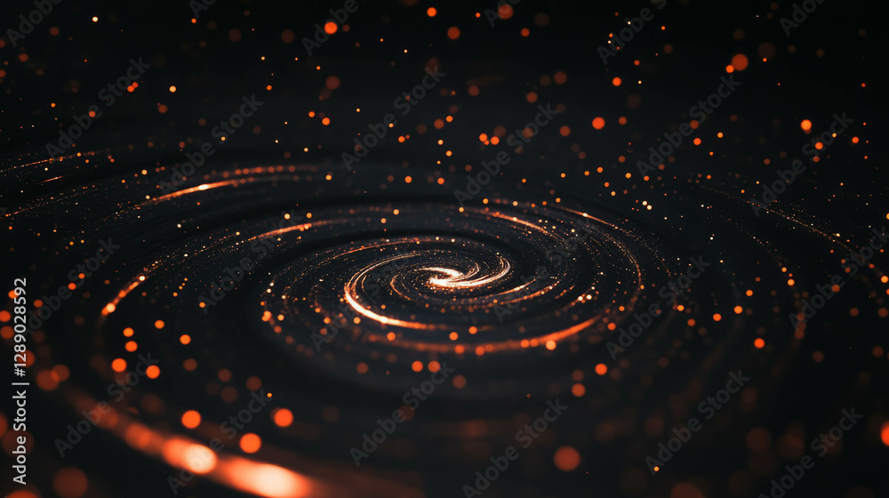 Poster Fiery spiral pattern with moving sparks background for dynamic design