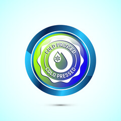 Cold pressed icon design illustration. Cold pressed label badge logo design template, Glossy round button design