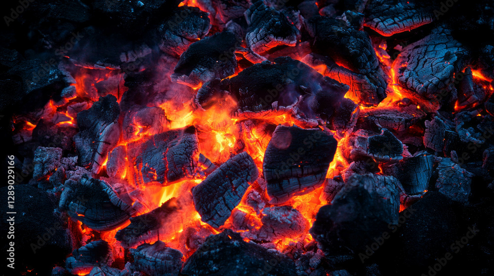 Aufkleber glowing embers and fading fire for warmth and atmosphere