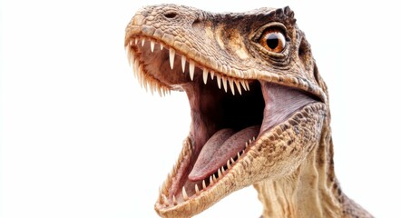 Dinosaur Roar. Fierce Velociraptor showcasing its Deadly Claws and Massive Teeth