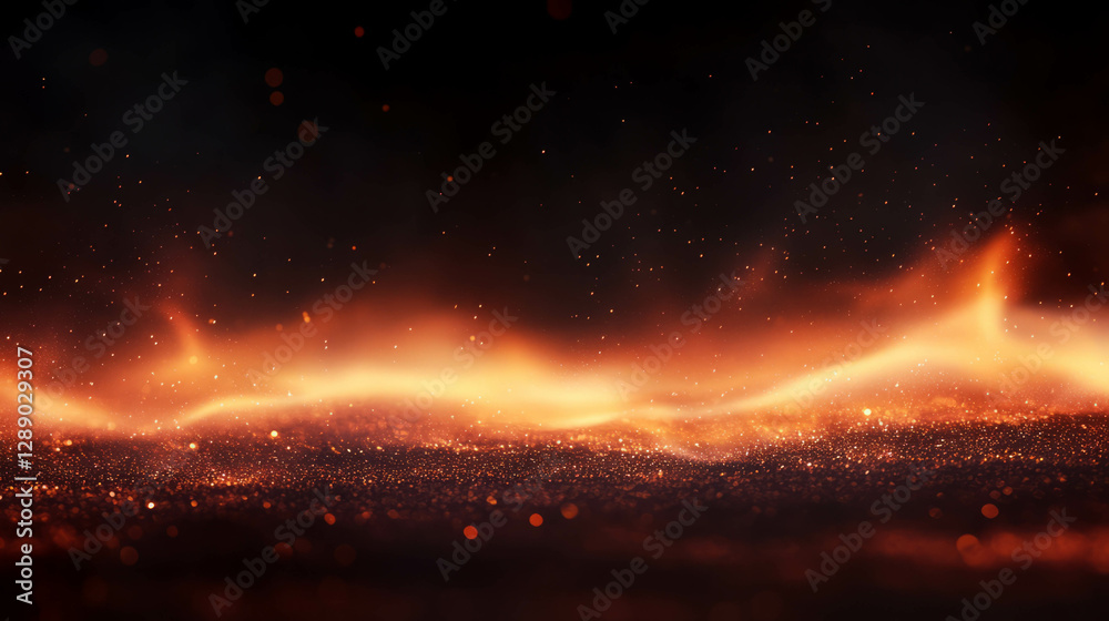 Poster Enchanting fire background with glowing sparks and soft light for dynamic design