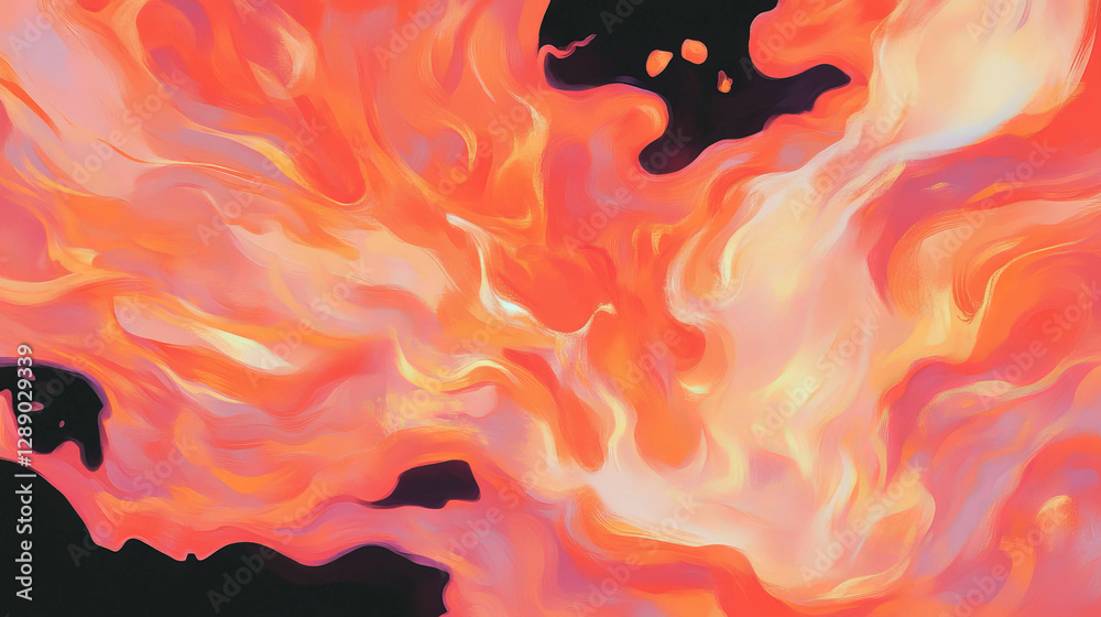 Poster fiery abstract background with lively flames against dark canvas