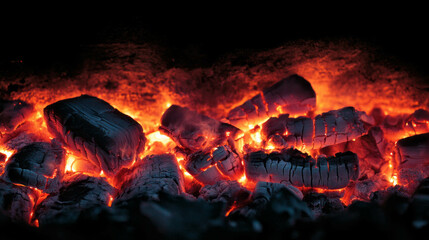 Glowing embers and fire background for cozy warmth and atmosphere