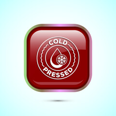 Cold pressed icon design illustration. Cold pressed label badge logo design template, Red color square button design