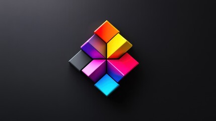 Color gradient cubes on dark backdrop. Progress visualization.