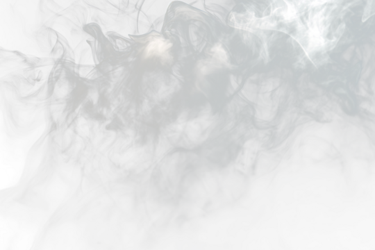 Abstract white smoke swirls on Transparent  background.