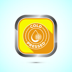 Cold pressed icon design illustration. Cold pressed label badge logo design template, Yellow color shadow button design