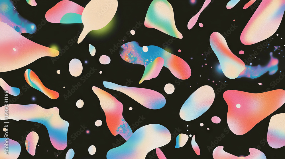 Poster colorful abstract background with floating organic shapes for creative design projects