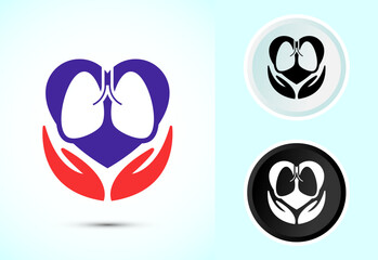 Lungs health care icon design illustration. Healthcare and medical icon sign, Color black and white
