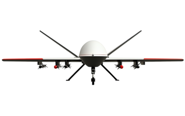 Automatic drone missile on transparent or white background,png
