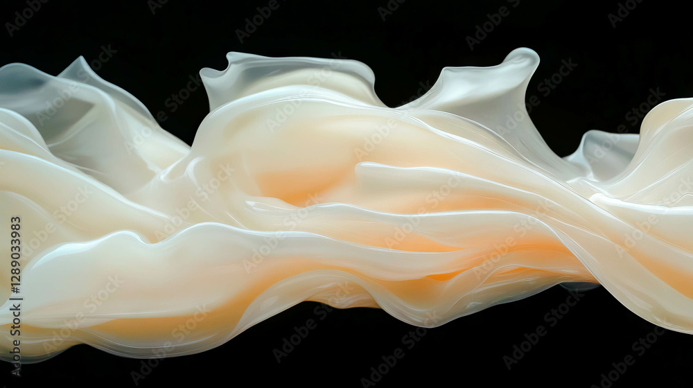 Poster abstract cream swirl background with floating white waves for art design and decoration
