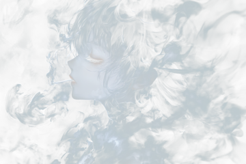 Anime girl profile, smoke, Transparent background.