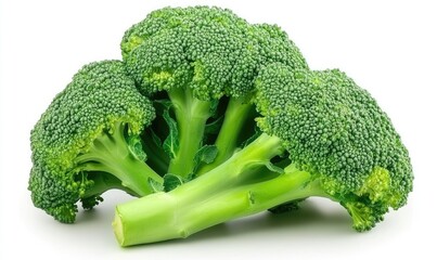 Fresh broccoli florets on white background