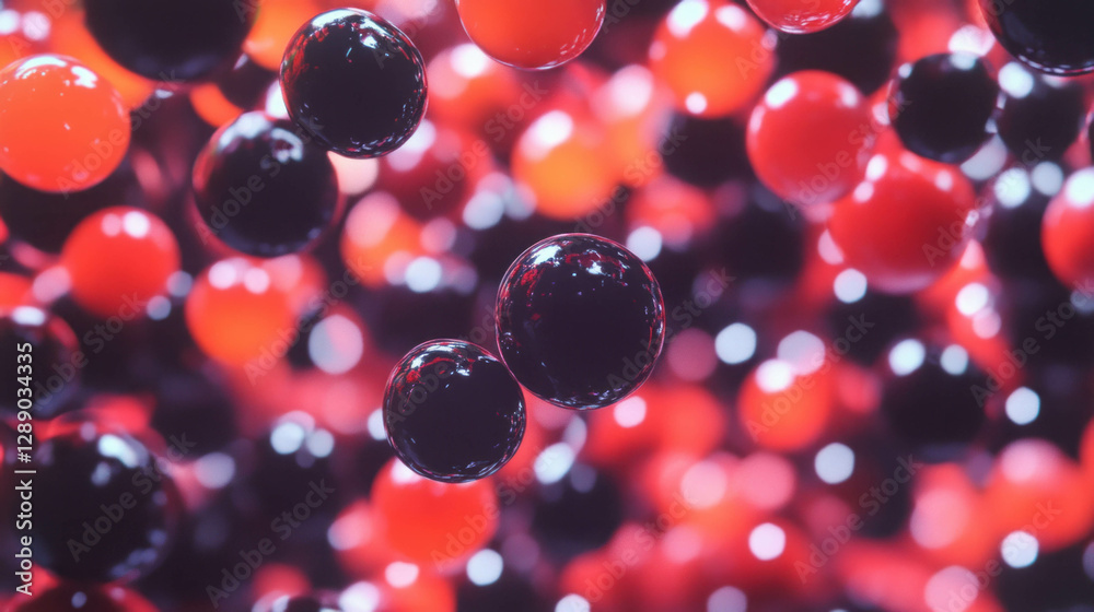 Poster Abstract background with floating dark red and black spheres for modern design