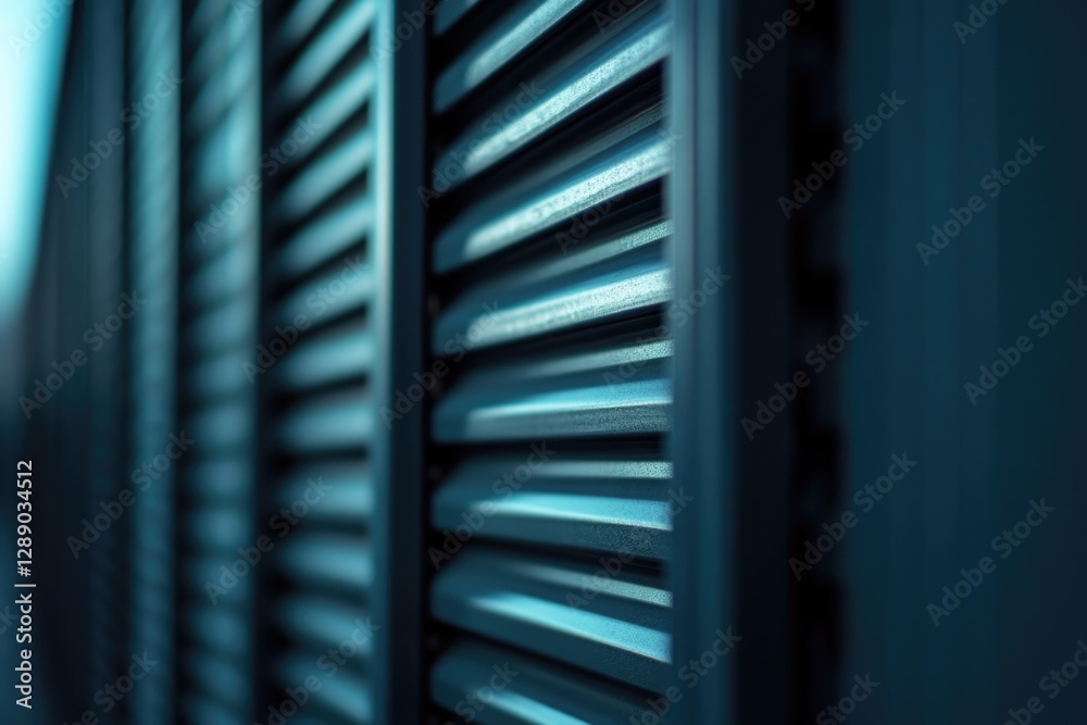 Poster a close-up view of a metal door with shutters, perfect for use in architectural or interior design p