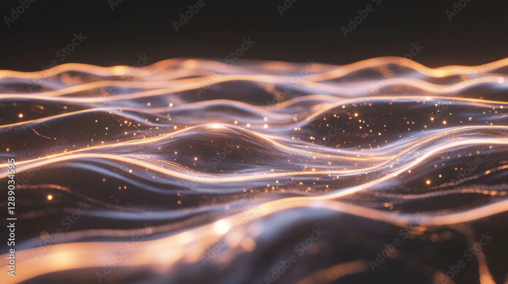 Poster Dynamic background featuring floating energy waves and pulsating lights for design