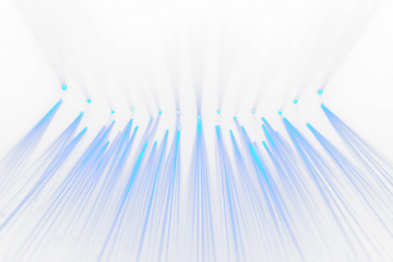 Blue stage lighting beams on Transparent background.