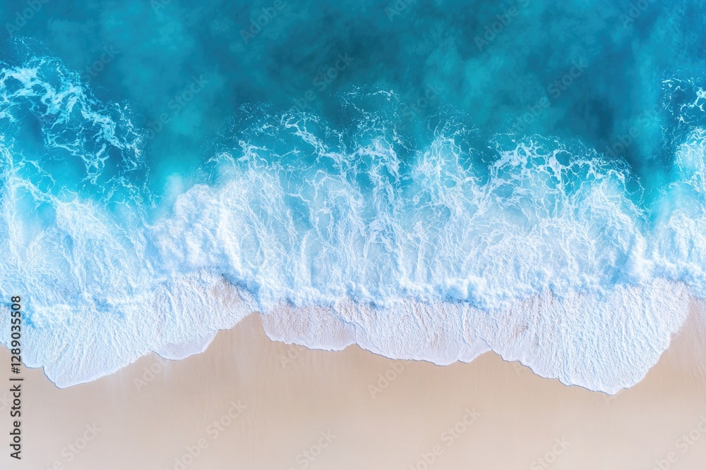 Poster aerial perspective of the ocean from above, suitable for use in travel or environmental contexts