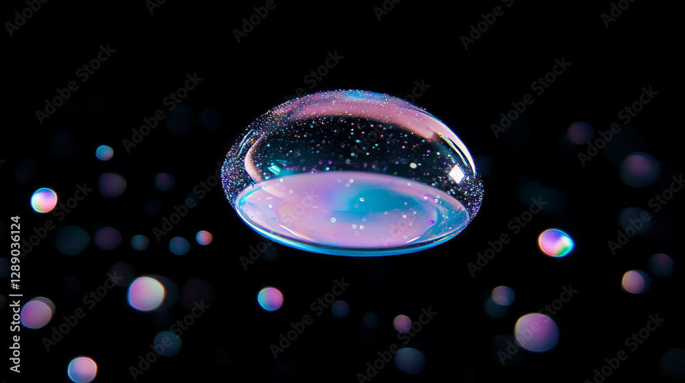 Poster captivating bubble with glitter effect on dark background for elegant design and decoration