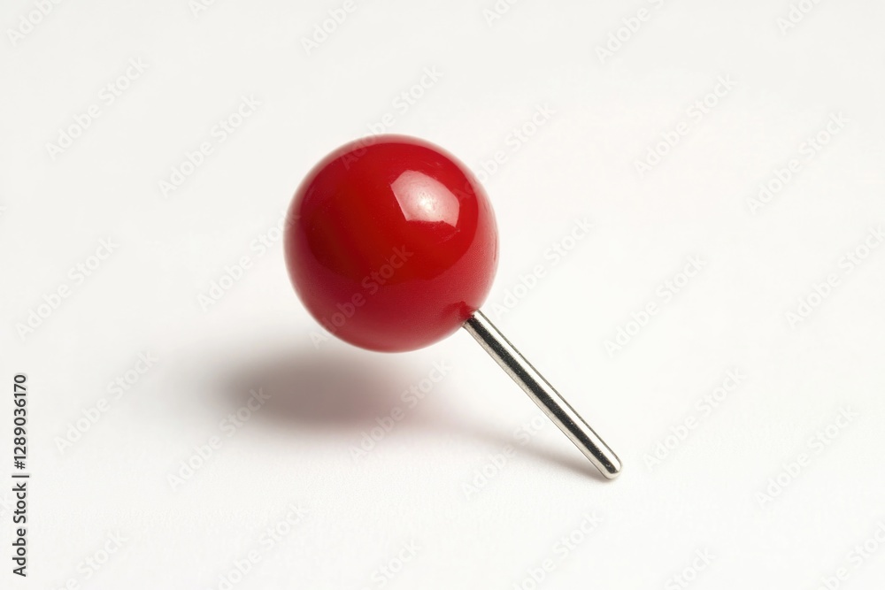 Poster a single red push pin sits on a white surface, perfect for marking places or creating a decorative d