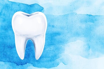 Abstract Watercolor Tooth Anatomy Illustration on Blue Background