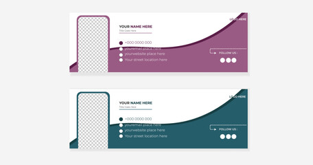 Modern and minimalist email signature ,email footer template,corporate email signature template design or business email signature with an author photo place modern and minimal layout.