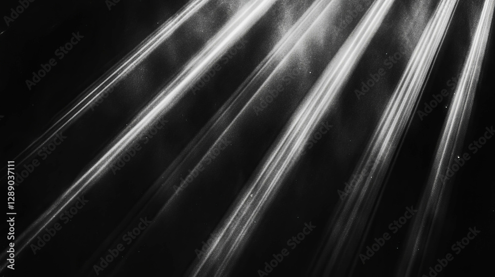 Poster Abstract light beams with sharp contrast on a dark background for creative design