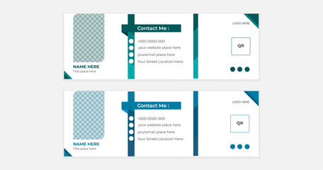 Modern and minimalist email signature ,email footer template,corporate email signature template design or business email signature with an author photo place modern and minimal layout.