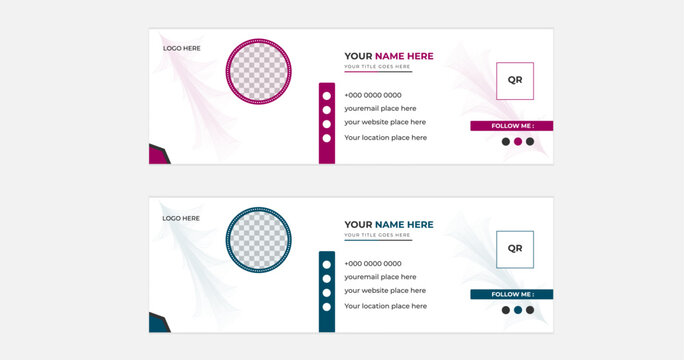 Modern and minimalist email signature ,email footer template,corporate email signature template design or business email signature with an author photo place modern and minimal layout.