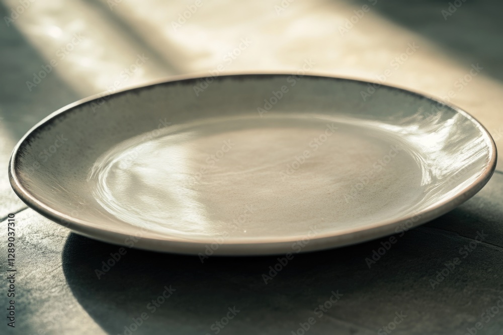 Poster a simple white plate sits on a table, ready for use