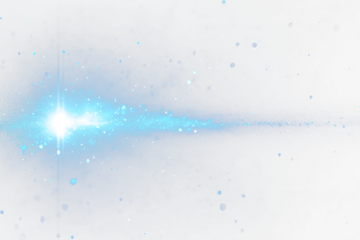 Bright blue light streak with particles on Transparent background.