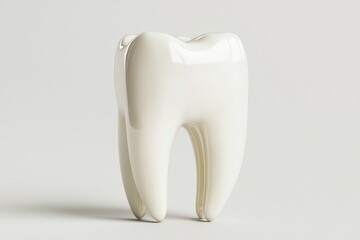 Detailed Isolated Rendering of a Shiny White Tooth on Light Background