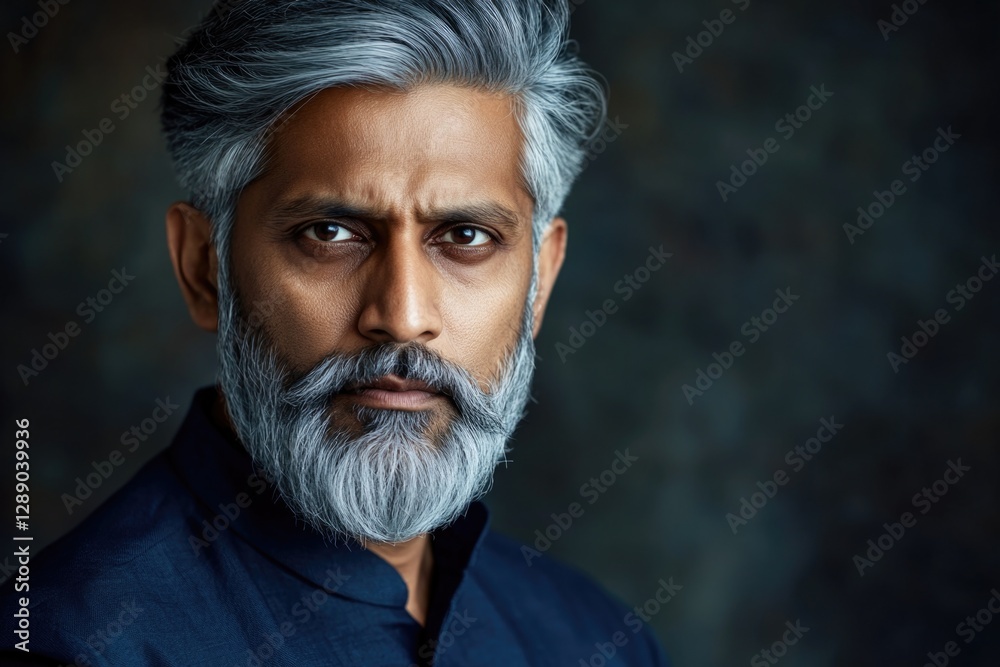 Poster a close-up shot of a man's face with a thick beard, suitable for use in portraits or illustrations