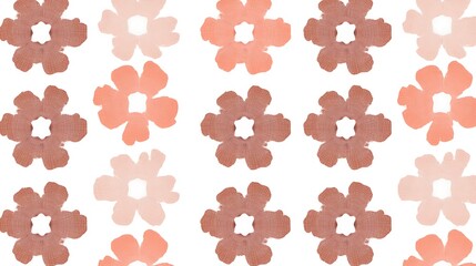 Terracotta floral pattern, textile design, white background