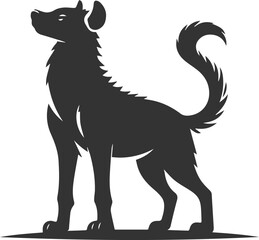A hyena standing with its tail raised high vector animal silhouette