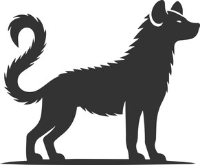A hyena standing with its tail raised high vector animal silhouette