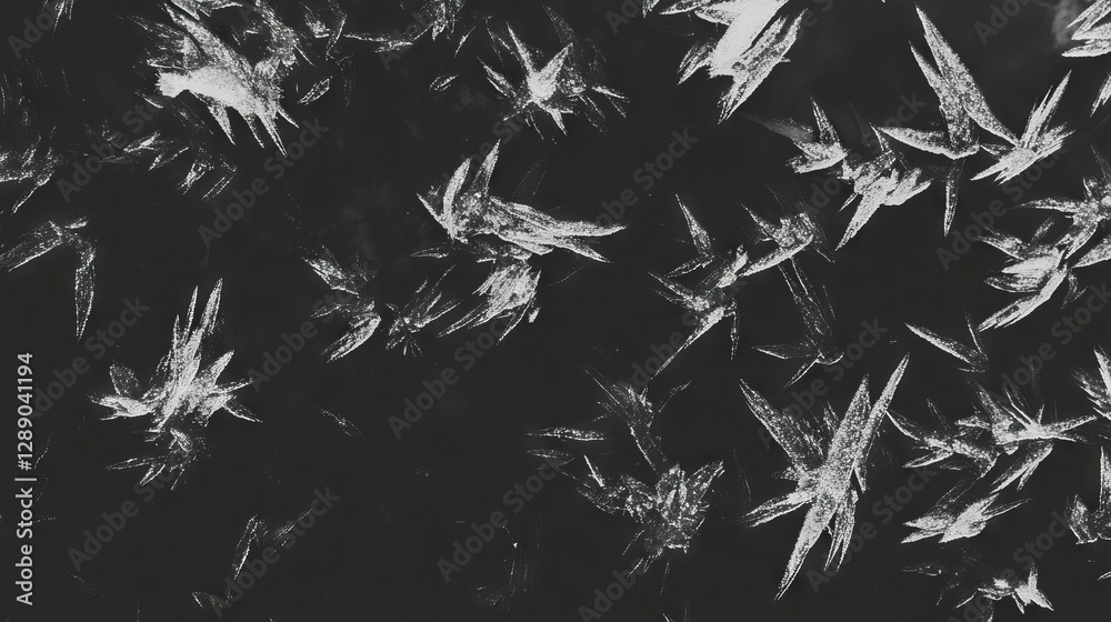 Poster intricate frost patterns on glass surface - winter chill background design