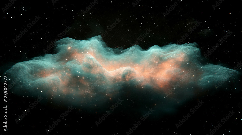 Poster cosmic nebula glow and swirling stars for celestial design and print