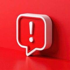 Alert Icon: A bold, three-dimensional exclamation mark within a speech bubble against a vibrant backdrop. The striking visual signifies an urgent message or alert, grabbing immediate attention.
