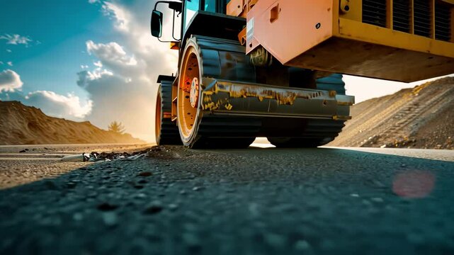 rink rolls asphalt road repair