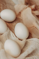 Minimalist Photo of White Eggs on Fabric