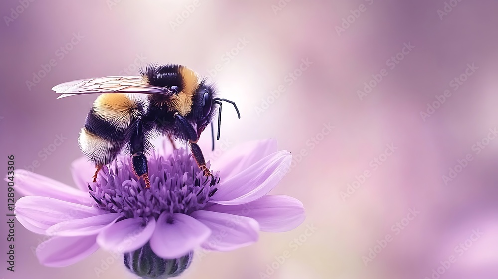 Sticker bee on pink flower