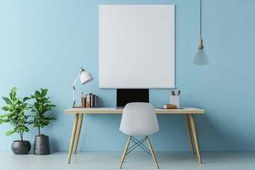 A desk setup with a laptop and a small potted plant, ideal for a home office or study space