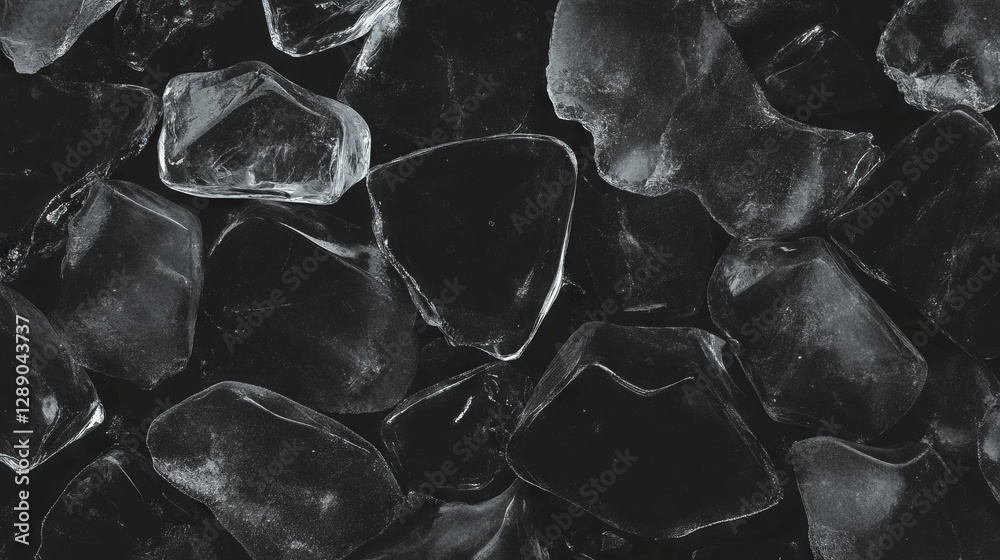 Poster dark stone and ice texture for nature and design projects
