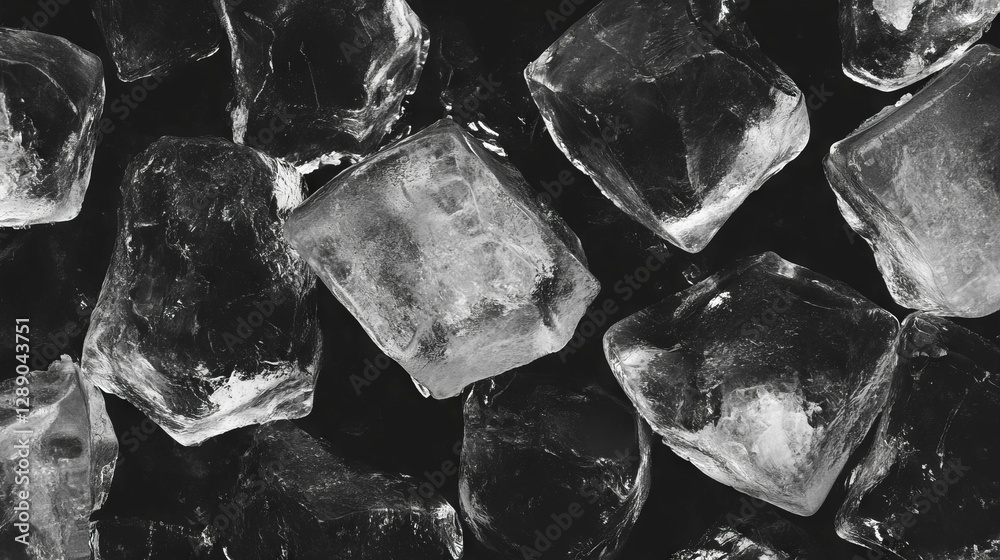 Poster Abstract background of ice cubes with dark stones for design elements