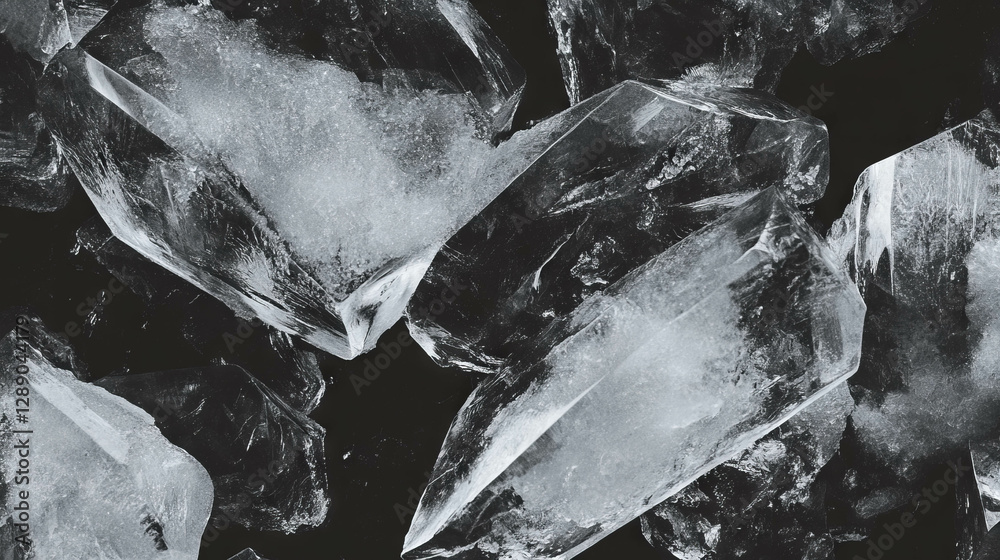 Aufkleber textured background of ice and dark stones with frosty details