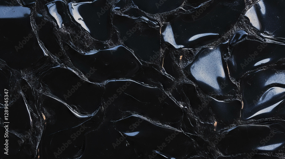 Poster Cracked ice texture with dark inclusions for abstract design and background use